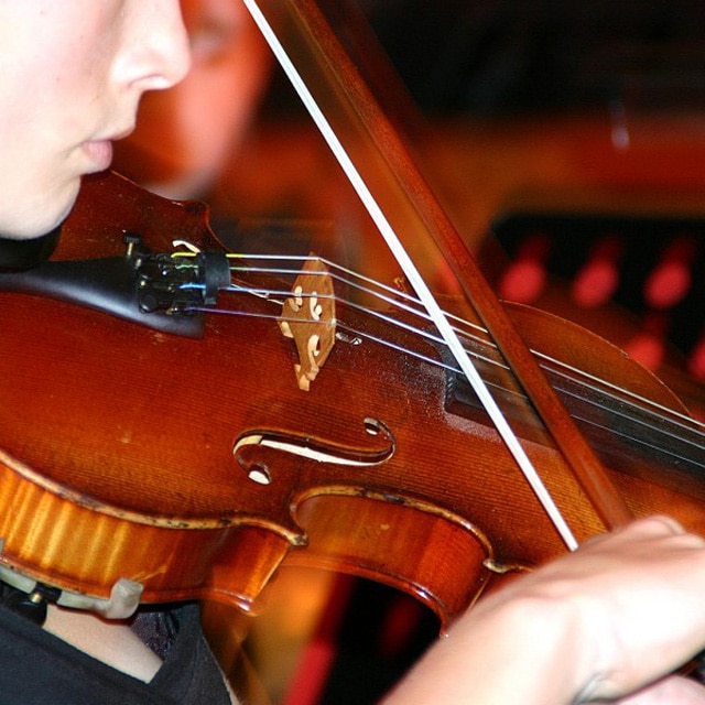Junge Frau spielt Violine.