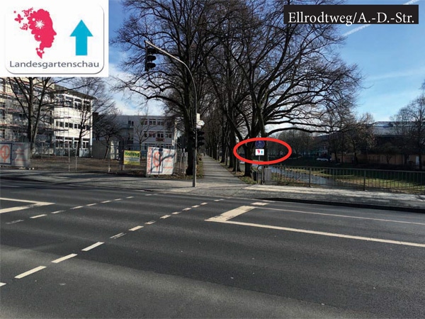 Hinweisschild am Anfang des Ellrodtweges / Albrecht-Dürer-Straße