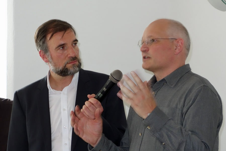 Moderator Hr. Lotze mit Hrn. Heckelsmüller Quartiersmanager