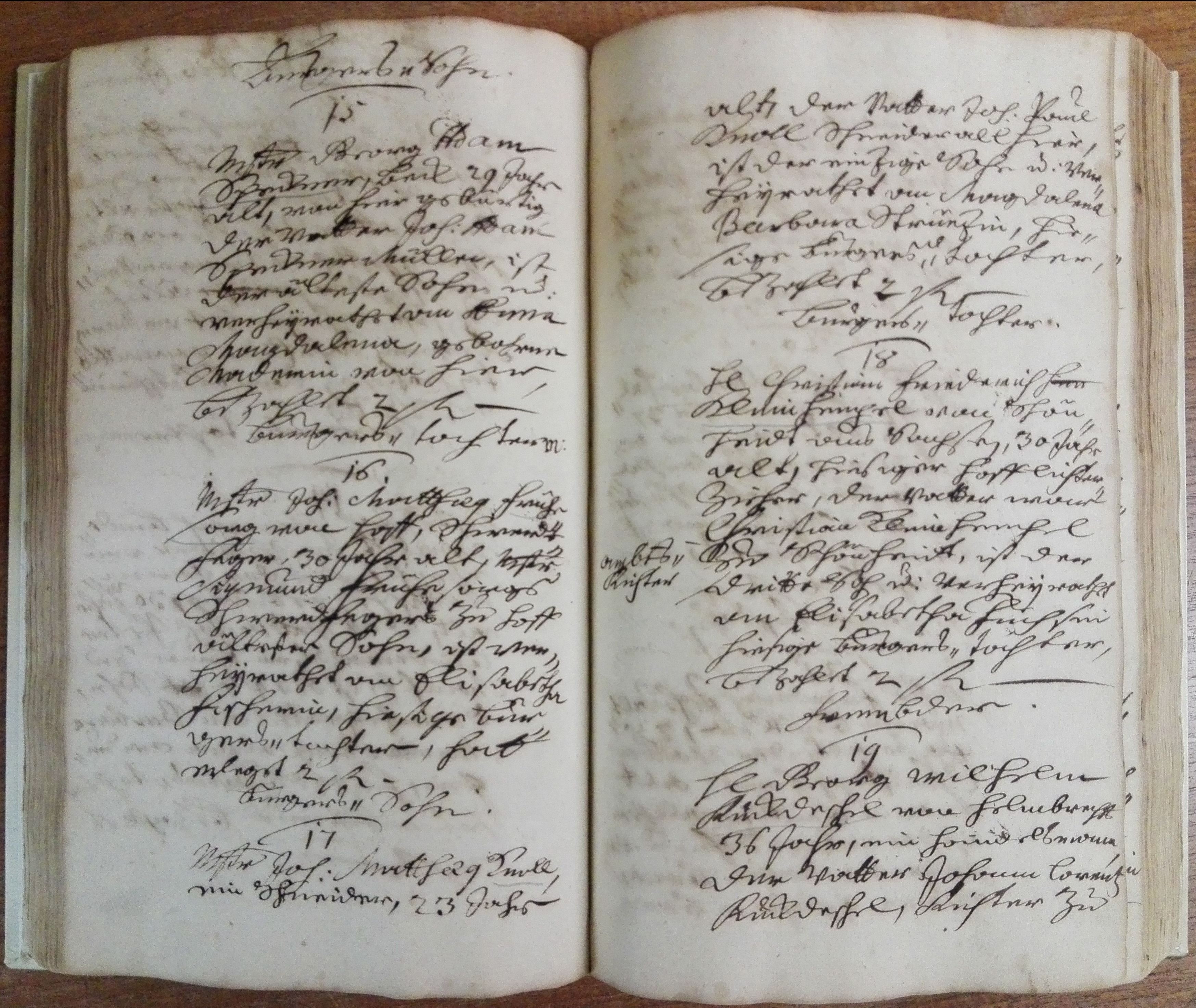 Blick in das Bayreuther Bürgerbuch 1721-1828 aus dem Stadtarchiv Bayreuth, Signatur B 26