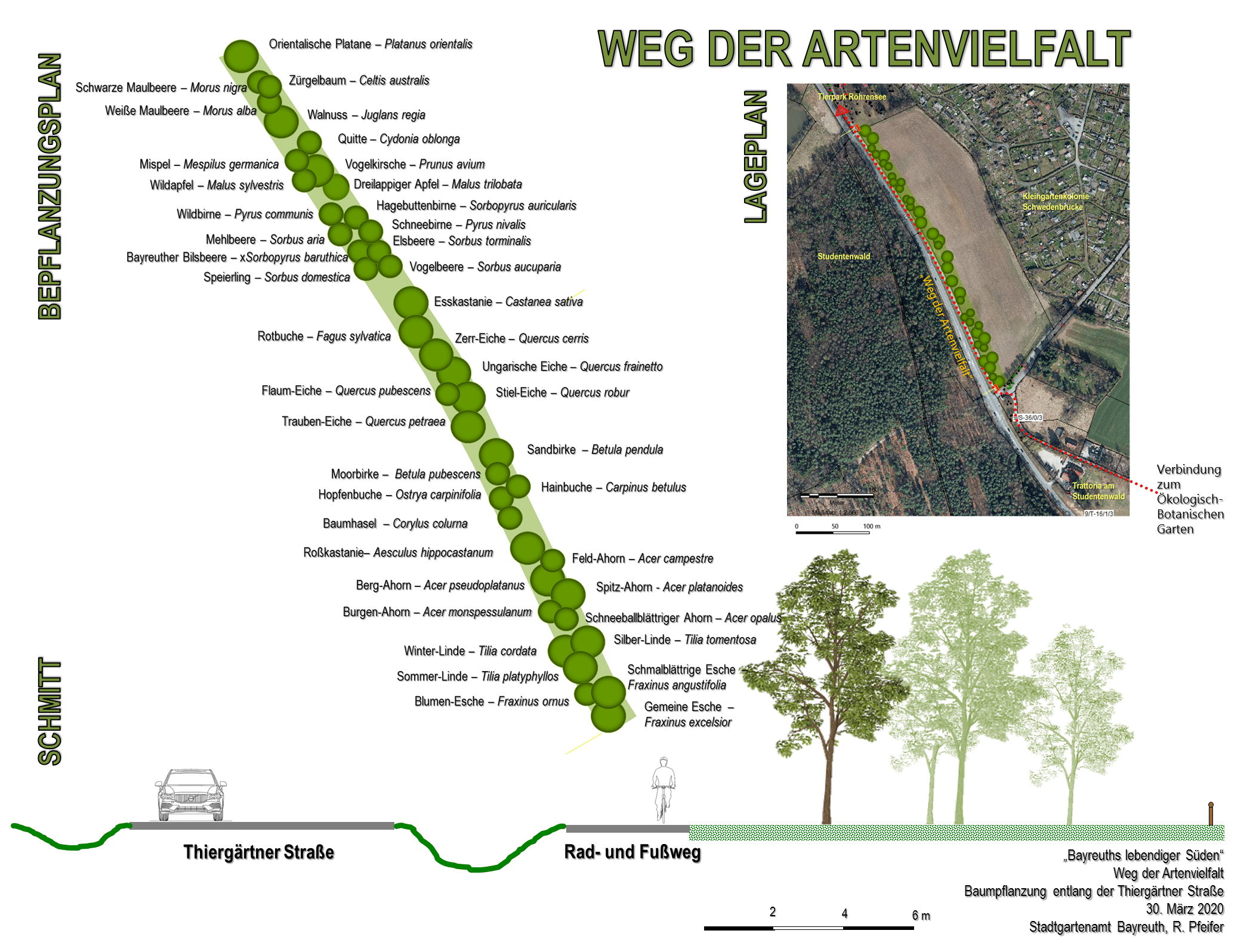 Planskizze des "Wegs der Artenvielfalt"