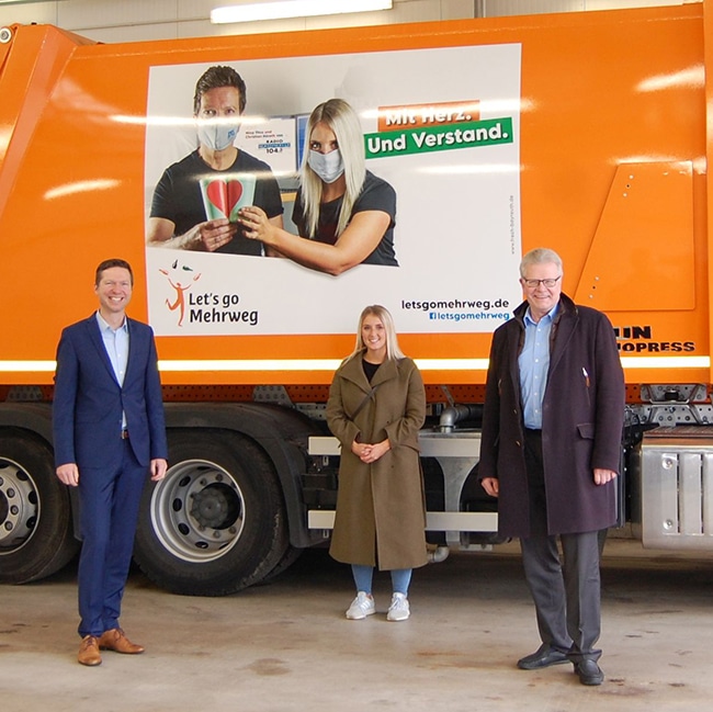 Landrat Florian Wiedemann, Nina Titus von Radio Mainwelle und Oberbürgermeister Thomas Ebersberger