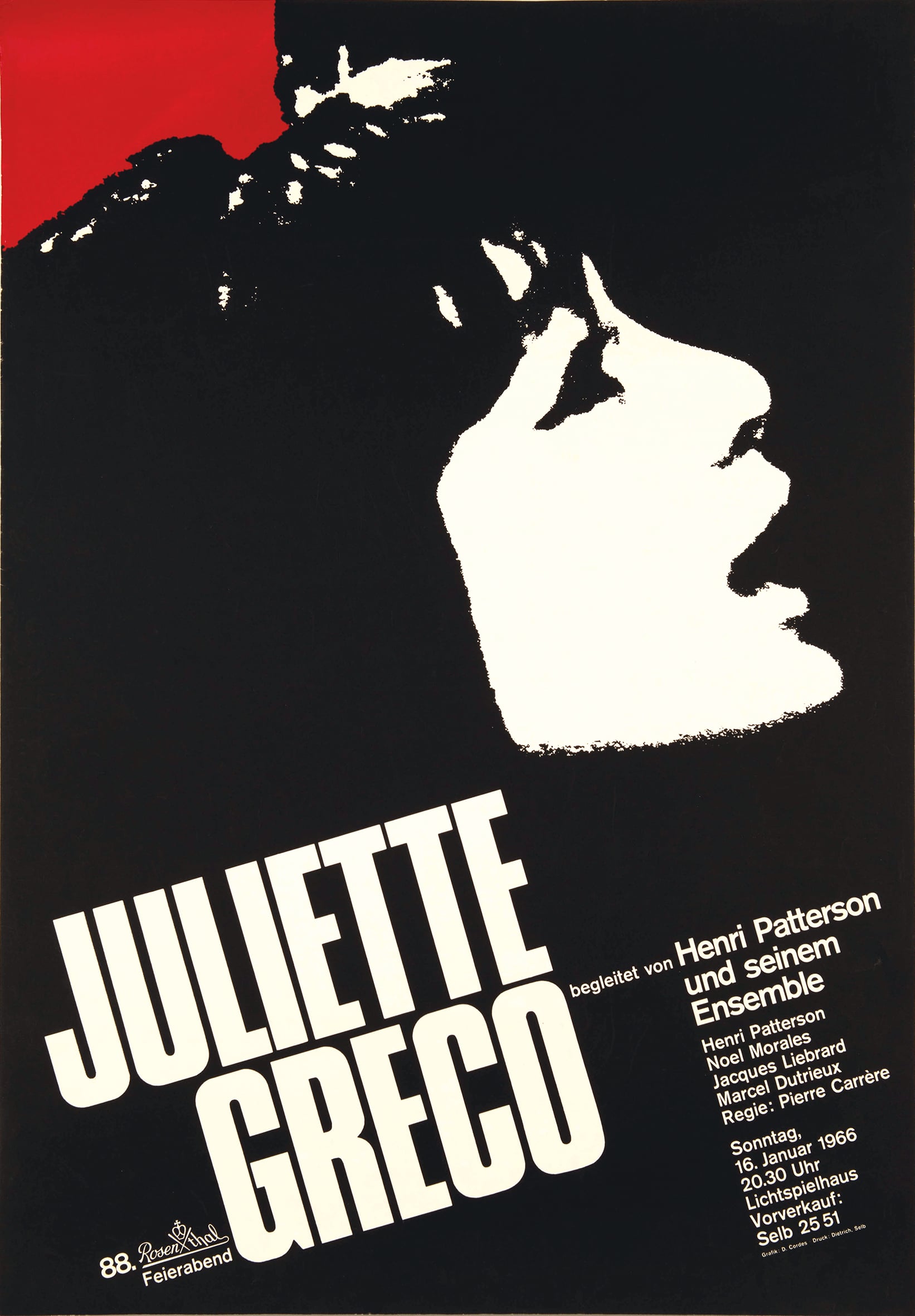 Plakat mit Konterfei von Juliette Greco.