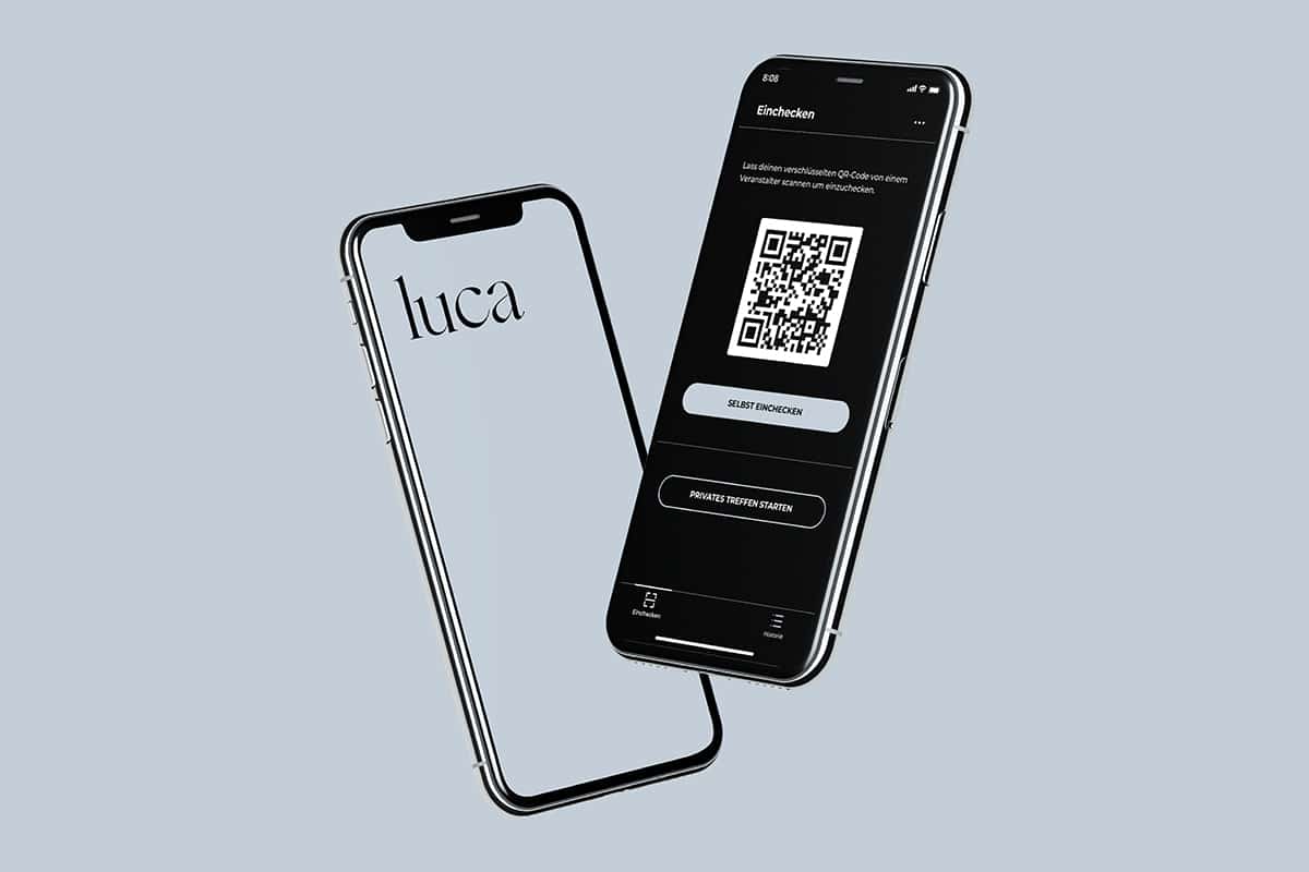 zwei Handys mit der Luca App