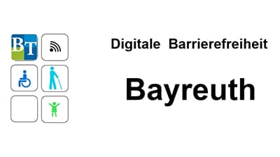 Logo der Präsentation mit Schriftzug: Digitale Barrierefreiheit Bayreuth