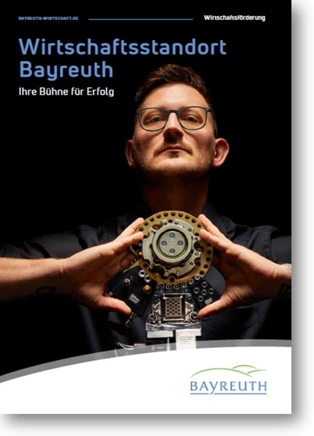 Titel der Broschüre "Wirtschaftsstandort Bayreuth - Ihre Bühne für Erfolg"