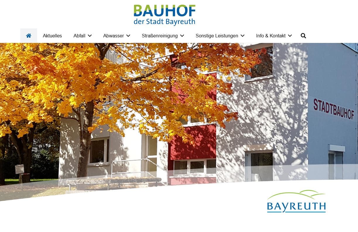 Screenshot der Homepage des Stadtbauhofs