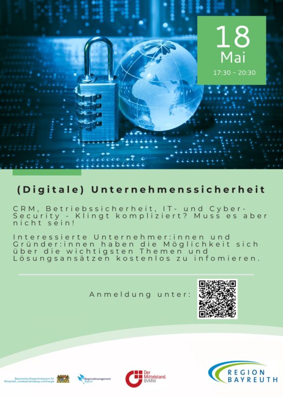 Flyer 5x7 in Flyer der Veranstaltung digitale Unternehmenssicherheit am 18. Mai 2022