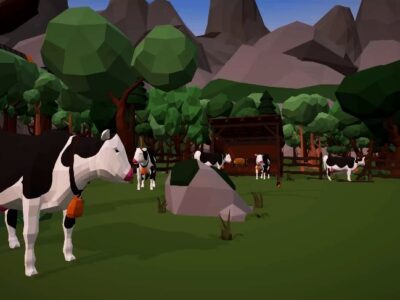 © NightinGames Titelbild von The Cow Game: Ein Mystery Abenteuer, bei dem man die ungewöhnliche Perspektive einer Kuh einnimmt, die versucht ihr gestohlenes Kalb zu retten