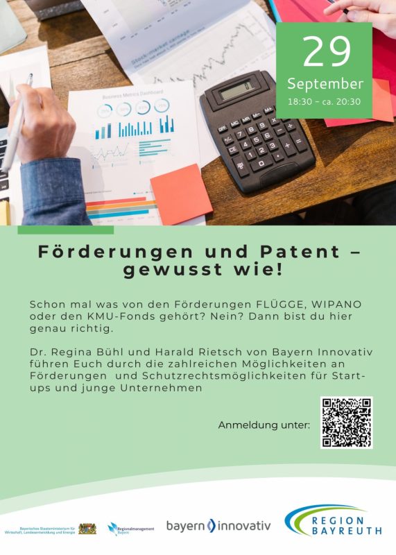 Die Veranstaltung Förderungen und Patent – gewusst wie findet am 29. September statt