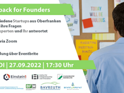 Das Pitch-Event Feedback for Founders findet am 27. September online statt