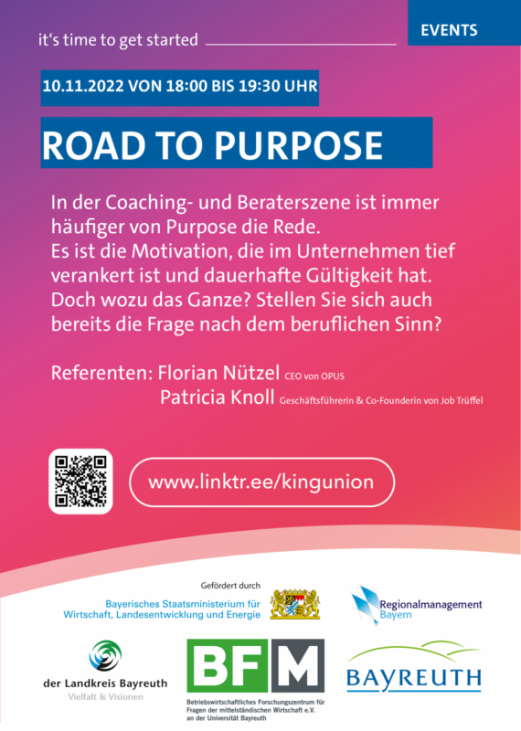 Flyer der Veranstaltung Road to Purpose