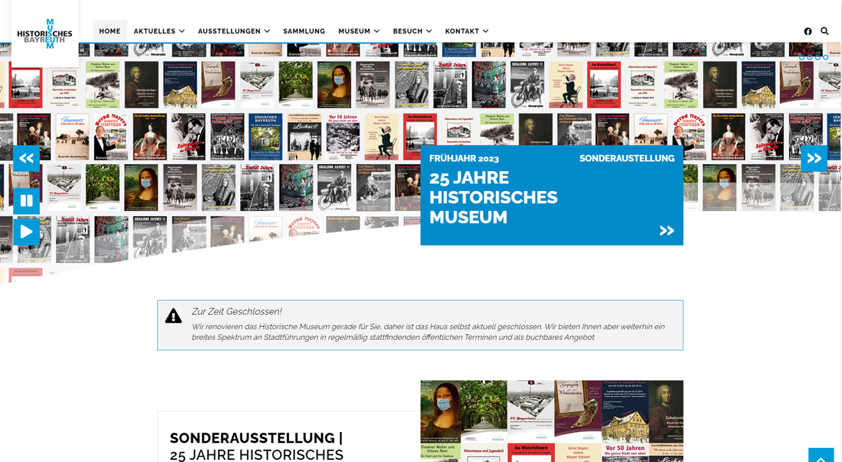 Startseite der neuen Webseite des Historischen Museums