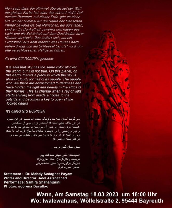 Plakat mit Text auf deutsch und arabisch