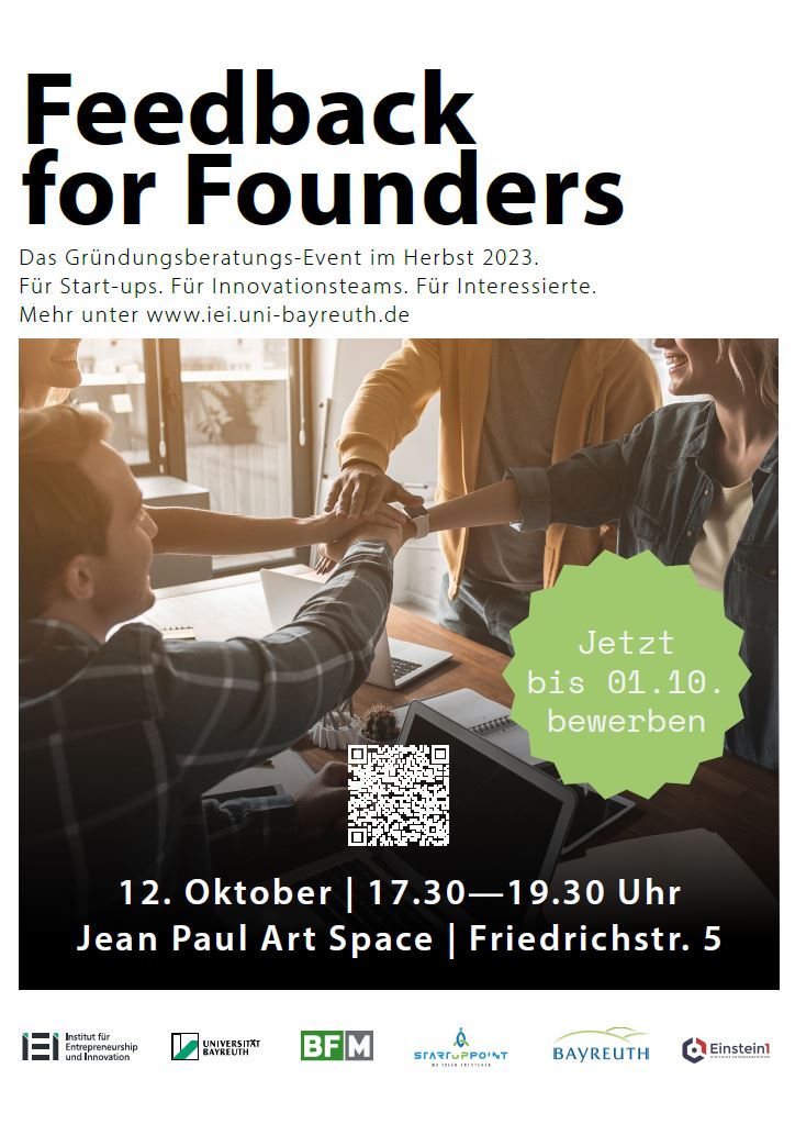Plakat zur Bewerung für Feedback for Founders