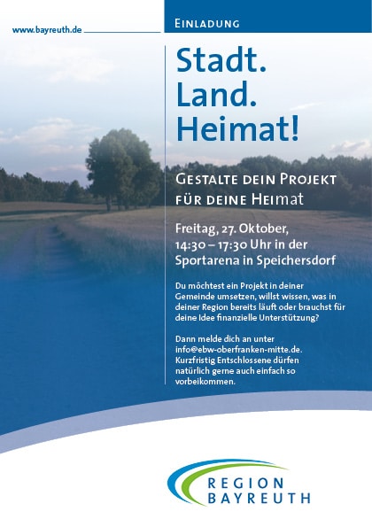 Flyer Titelblatt zur Veranstaltung Stadt Land Heimat am 27. Oktober 2023