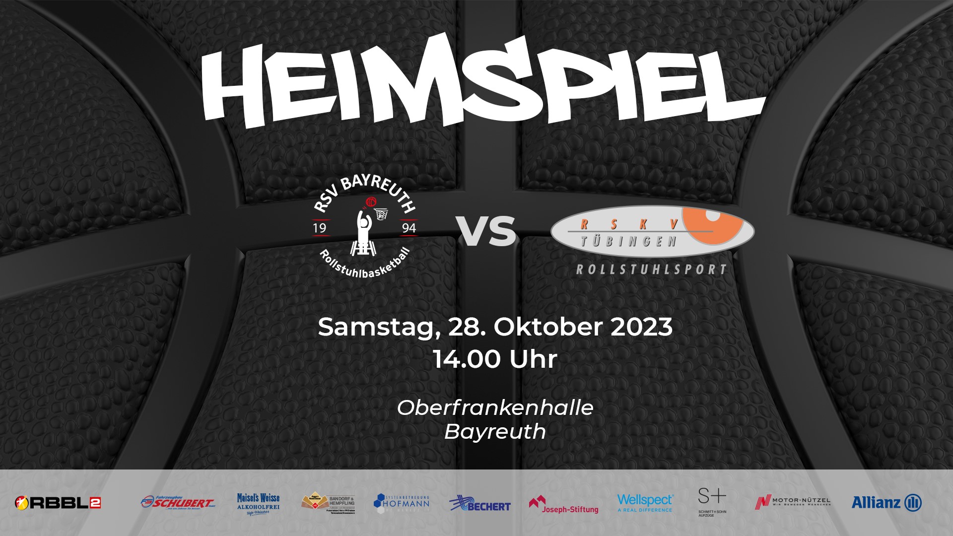 Heimspiel RSV Bayreuth gegen RSKV Tübingen a, 28.10.2023 um 14 Uhr in der Oberfankenhalle Bayreuth