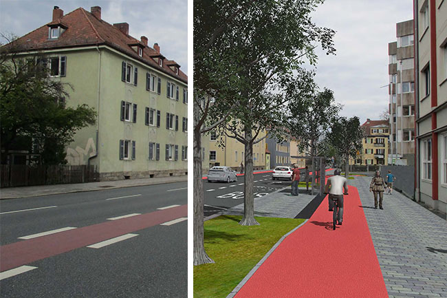 Vergleichsbild nach der Umgestaltung Bismarckstraße