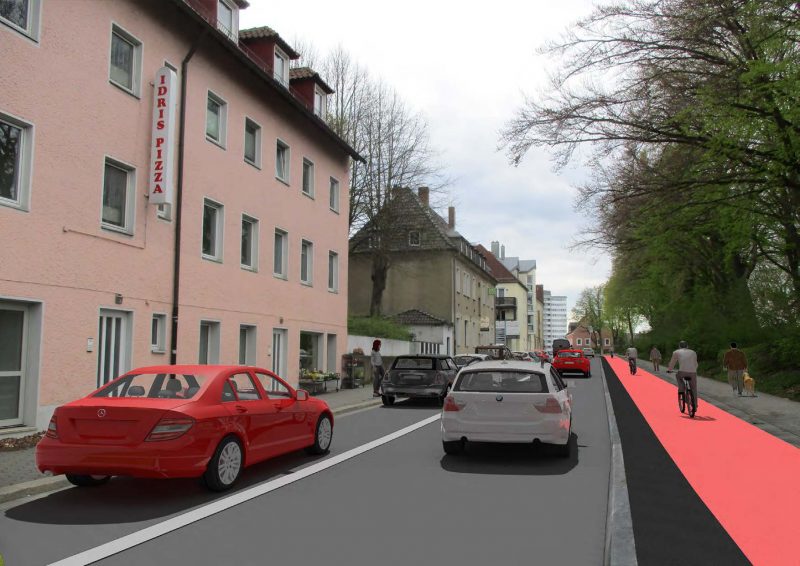 Visualisierung der Erlangerstraße nach Umbaumaßnahmen