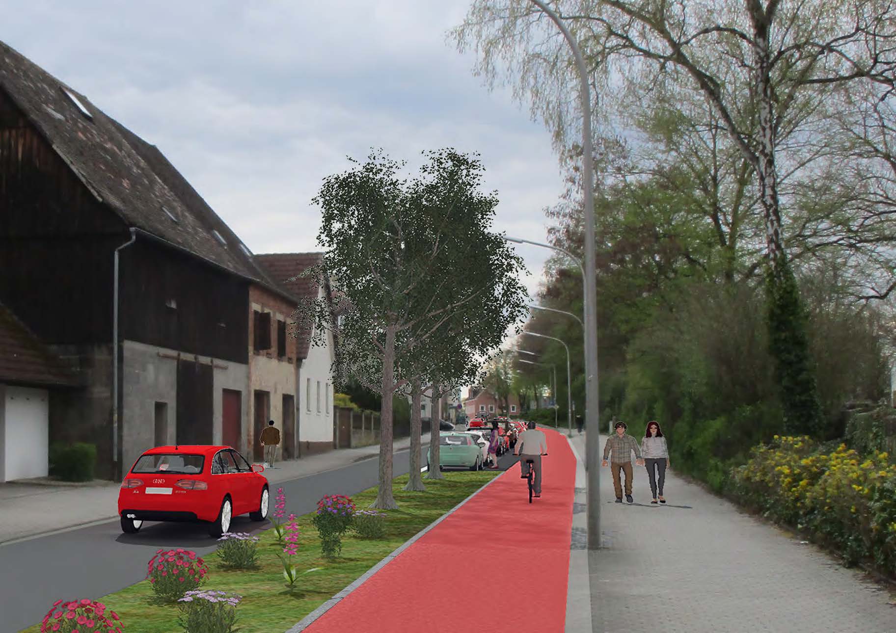 Visualisierung der Erlangerstraße nach Umbaumaßnahmen
