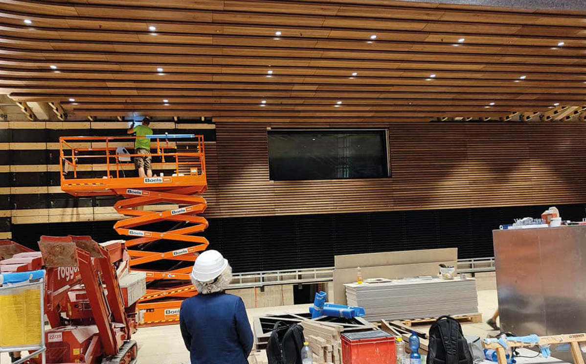 Blick in die Baustelle des Großen Saals im Friedrichsforum.