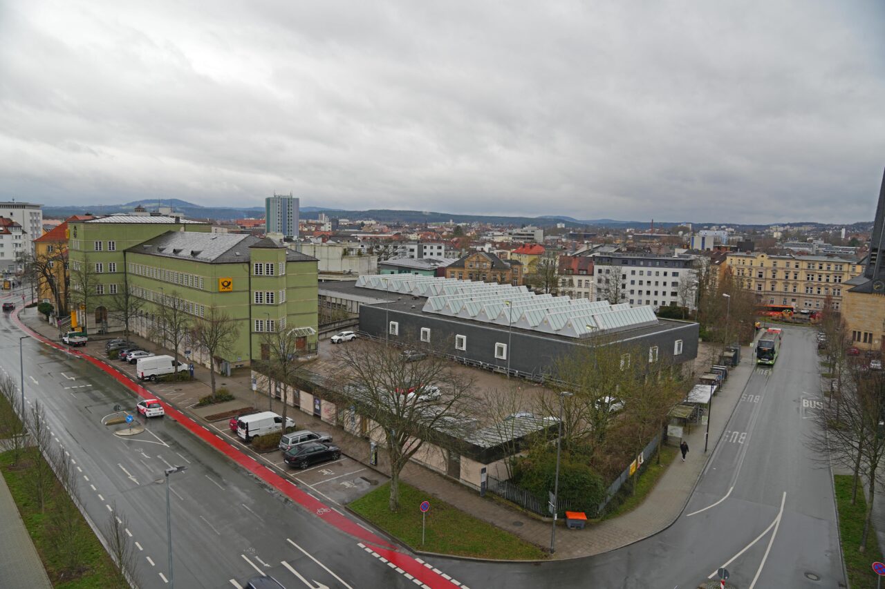 Das Postareal in Bayreuth von oben fotografiert.