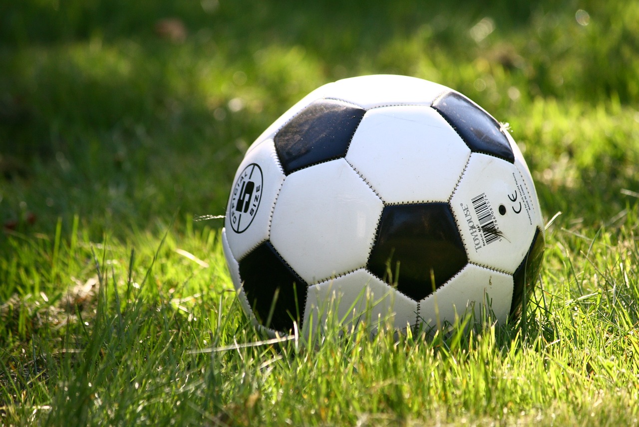 Ein Fußball liegt auf einem Rasenstück. | Foto: Pixabay