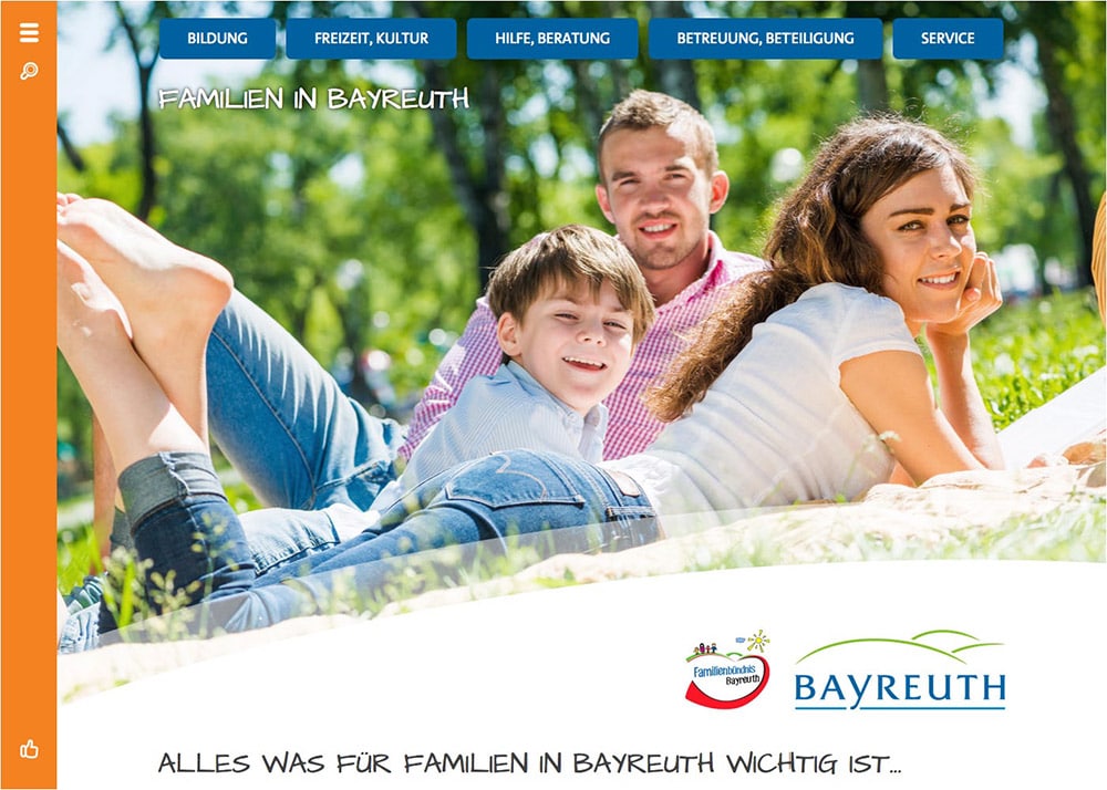 Startseite der Präsentation von Familien in Bayreuth