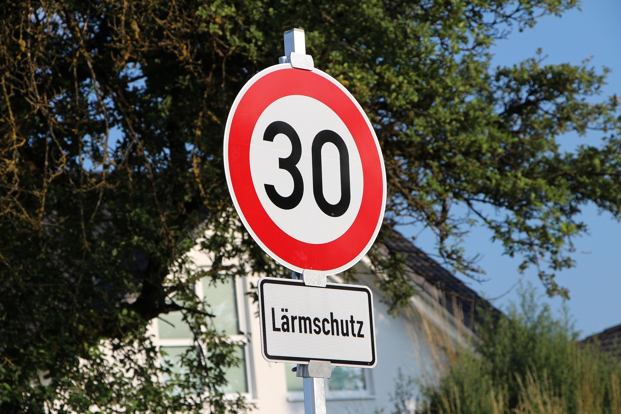 Tempo-30-Verkehrsschild mit Hinweis "Lärmschutz". | Foto: Pixabay