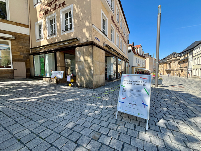 Im „neuseum“ in der ehemaligen Markgrafenbuchhandlung, die gerade renoviert wird, sollen auch im kommenden Jahr Innovationen zu sehen sein und Veranstaltungen stattfinden. Foto: Stadt Bayreuth