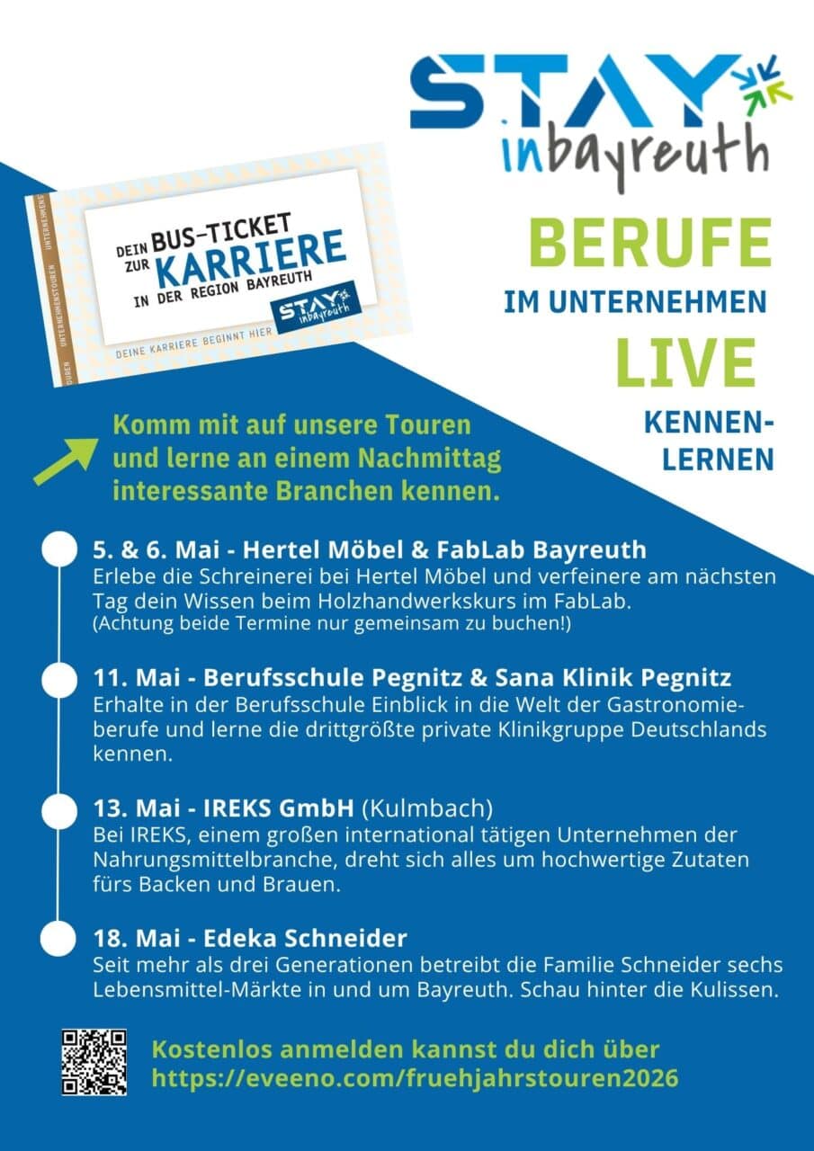 Flyer für die Unternehmenstouren im Mai 2026