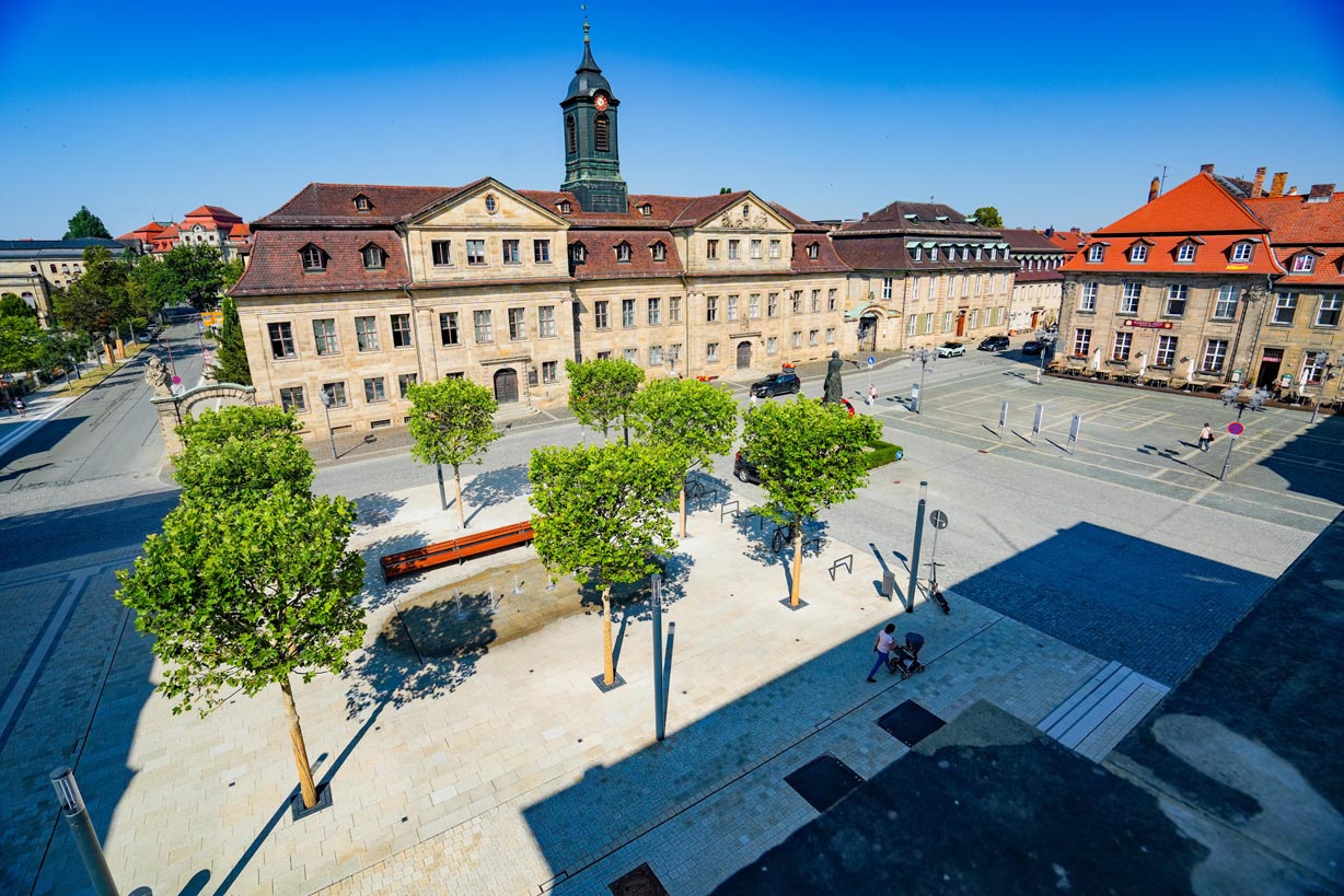 Blick auf den Jean-Paul-Platz aus der Vogelperspektive. | Foto: Stadt Bayreuth